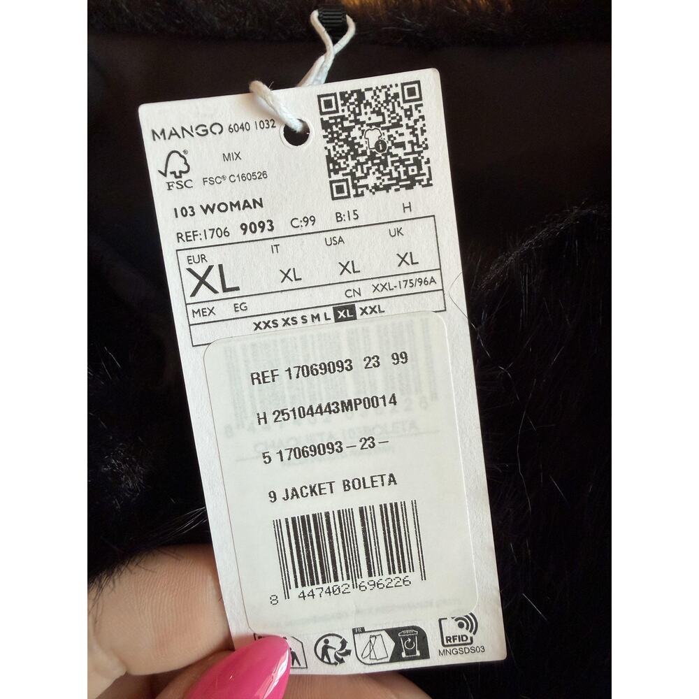 Mango Womens Faux Fur Cropped Jacket XL - Picture 3 of 10